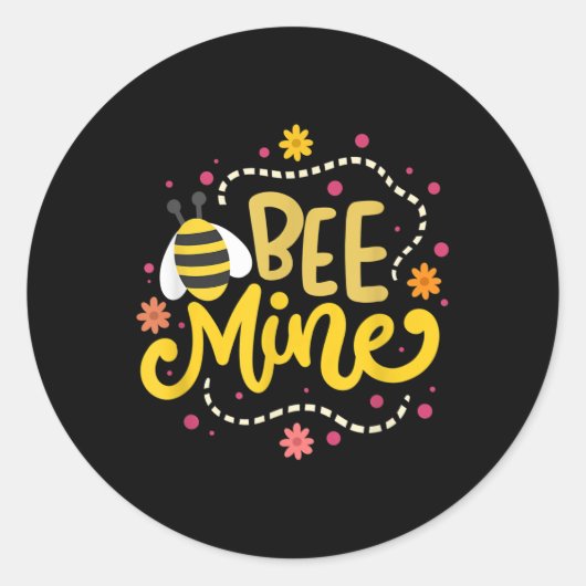 Bee Mine - Happy Valentines Day Quotes Ronde Sticker (Voorkant)