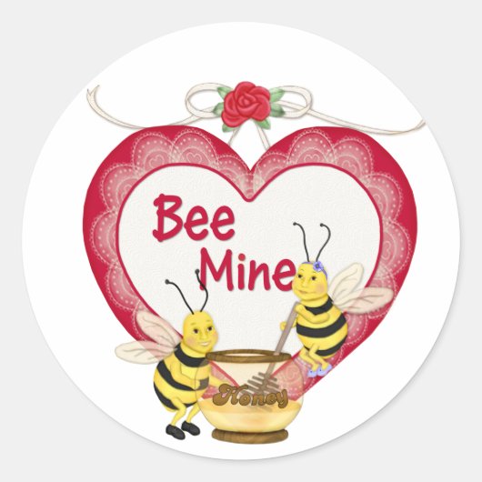 Bee Mine Honey Ronde Sticker (Voorkant)
