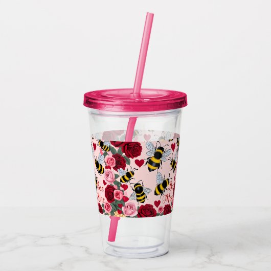 Bee Mine Love Buzz Design Acryl Drinkbeker (Achterkant)
