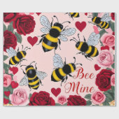 Bee Mine Love Buzz Design Cadeaupapier (Vlak)