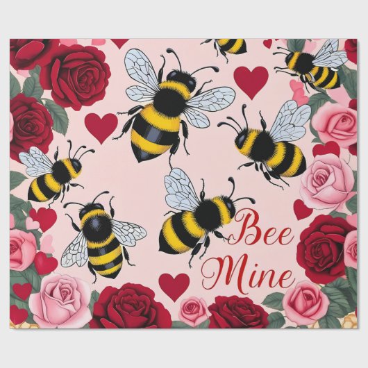 Bee Mine Love Buzz Design Cadeaupapier (Vlak)