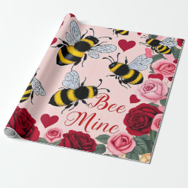 Bee Mine Love Buzz Design Cadeaupapier
