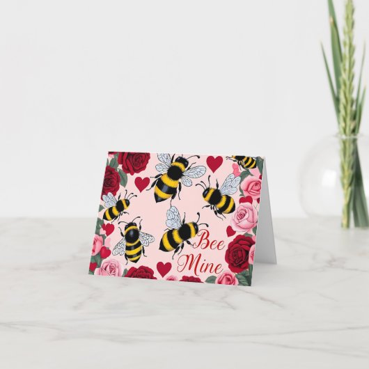 Bee Mine Love Buzz Design Feestdagen Kaart (Voorkant)