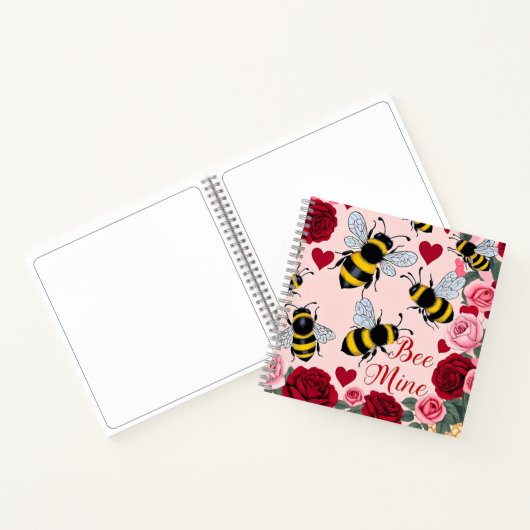Bee Mine Love Buzz Design Spiral Notitieboek (Binnen)
