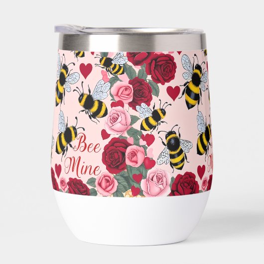 Bee Mine Love Buzz Design Stemless Wine Tumbler (Rechts)