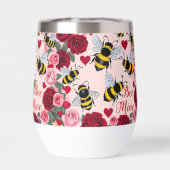 Bee Mine Love Buzz Design Stemless Wine Tumbler (Achterkant)
