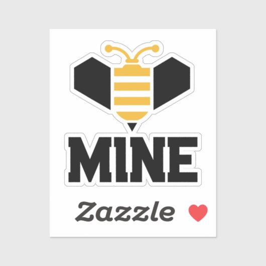 Bee Mine Minimalist Romantic Valentine's Gift Sticker (Vel)