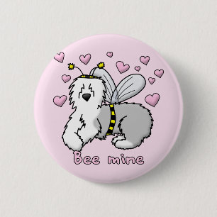 Bee Mine Old English Sheepdog Ronde Button 5,7 Cm