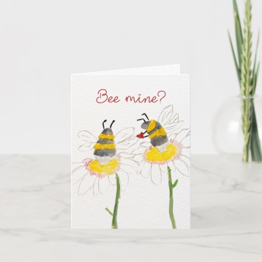 Bee Mine? on Flowers Valentine's Day Card Bedankkaart (Voorkant)