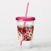 Bee Mine Romantisch Bloemen Ontwerp Acryl Drinkbeker (Achterkant)