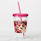 Bee Mine Romantisch Bloemen Ontwerp Acryl Drinkbeker (Links)