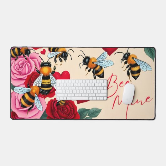 Bee Mine Romantisch Bloemen Ontwerp Bureaumat (Keyboard & Muis)