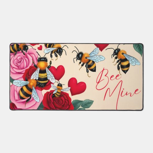 Bee Mine Romantisch Bloemen Ontwerp Bureaumat (Voorkant)