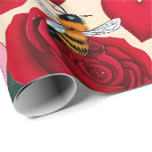 Bee Mine Romantisch Bloemen Ontwerp Cadeaupapier (Rol Hoek)