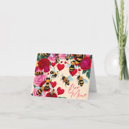 Bee Mine Romantisch Bloemen Ontwerp Feestdagen Kaart
