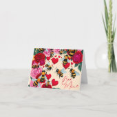 Bee Mine Romantisch Bloemen Ontwerp Feestdagen Kaart (Voorkant)