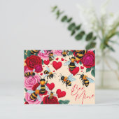 Bee Mine Romantisch Bloemen Ontwerp Feestdagenkaart (Staand voorkant)