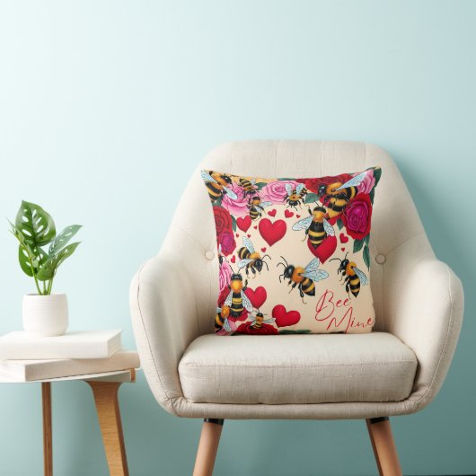 Bee Mine Romantisch Bloemen Ontwerp Kussen (Stoel)