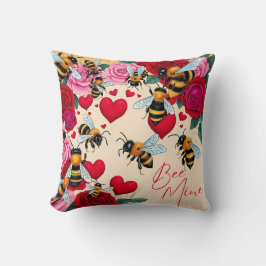 Bee Mine Romantisch Bloemen Ontwerp Kussen