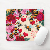 Bee Mine Romantisch Bloemen Ontwerp Muismat (Met muis)