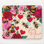 Bee Mine Romantisch Bloemen Ontwerp Muismat (Voorkant)