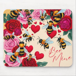 Bee Mine Romantisch Bloemen Ontwerp Muismat