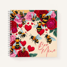 Bee Mine Romantisch Bloemen Ontwerp Notitieboek