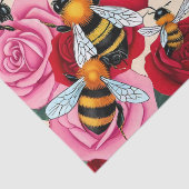 Bee Mine Romantisch Bloemen Ontwerp Tissuepapier (Detail)