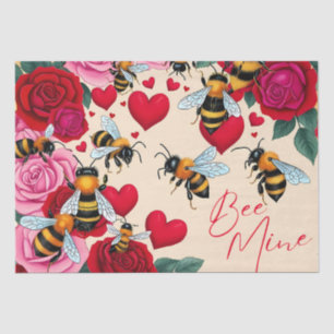 Bee Mine Romantisch Bloemen Ontwerp Tissuepapier