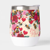 Bee Mine Romantische Bloemen Stemloze Wijn Tumbler (Links)