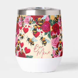 Bee Mine Romantische Bloemen Stemloze Wijn Tumbler