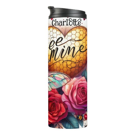 Bee Mine Rozen: Sweet Valentijns's Embrace Thermosbeker (Geroteerd rechts)