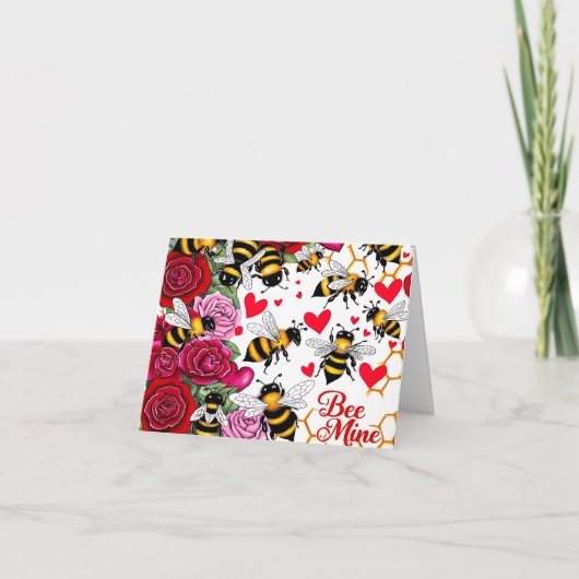 Bee Mine Sweet Honeycomb Blooms Feestdagen Kaart (Voorkant)