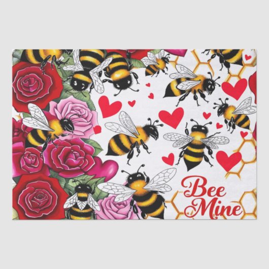 Bee Mine Sweet Honeycomb Blooms Tissuepapier (Voorkant)