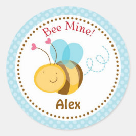 Bee Mine Valentijn Stickers (blauw) - Jongens Kind