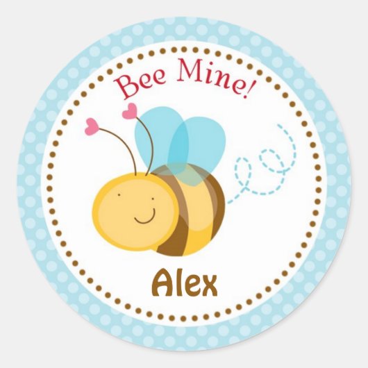 Bee Mine Valentijn Stickers (blauw) - Jongens Kind (Voorkant)