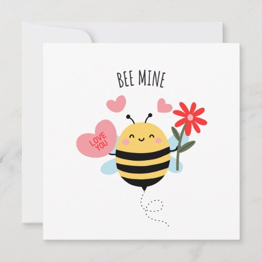 Bee Mine Valentine Flat Card Feestdagenkaart (Voorkant)