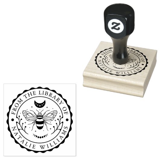 Bee Moon Floral uit de bibliotheek van Rubberstempel (Gestempeld)