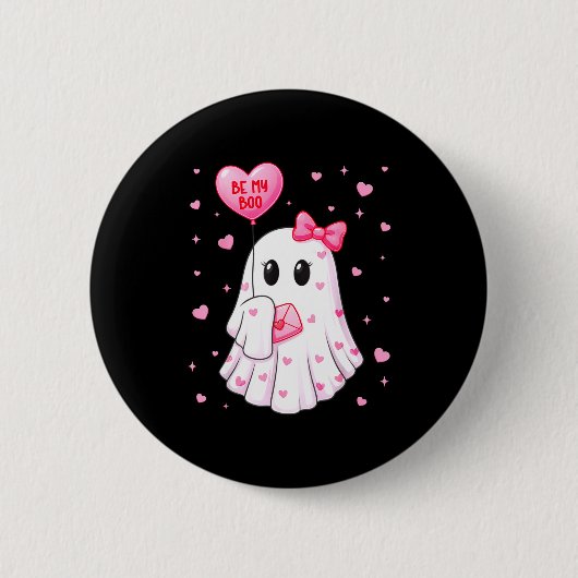 Bee My Boo Heart Boo Ghost Valentine Outfit Women  Ronde Button 5,7 Cm (Voorkant)