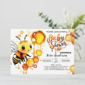Bee My Guest Baby shower Invitation Kaart (Staand voorkant)