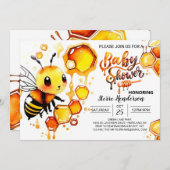 Bee My Guest Baby shower Invitation Kaart (Voorkant / Achterkant)