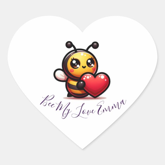 "Bee My Love, Emma" 🐝❤️ Hart Sticker (Voorkant)