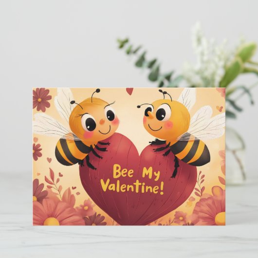 Bee My Valentijn Kind vriendelijke Kaart (Staand voorkant)