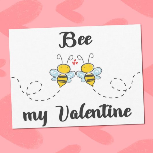 "Bee my Valentijn" woordspeling met schattige bije Briefkaart