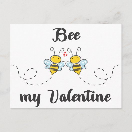 "Bee my Valentijn" woordspeling met schattige bije Briefkaart (Voorkant)