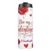 Bee My Valentine Roses Hearts Thermosbeker (Voorkant)