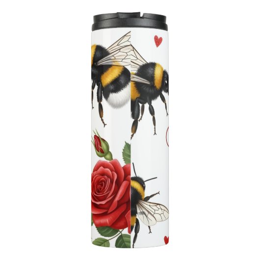 Bee My Valentine Roses Hearts Thermosbeker (Achterkant)