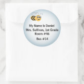Bee Nametag Ronde Sticker (Tas)