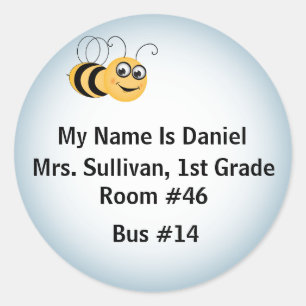 Bee Nametag Ronde Sticker