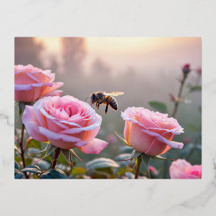 Bee Natuur Kleurrijke Wildlife Serene Tranquil Art Folie Feestdagen Briefkaart